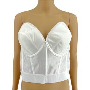 Dominique (44D) American VINTAGE 70's NOS White Long Line Strapless Bustier 1354